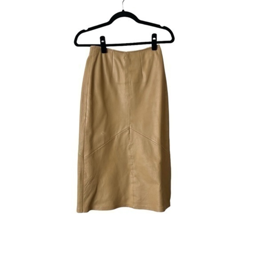 VAKKO SPORT  Luxury Leather Skirt, Caramel